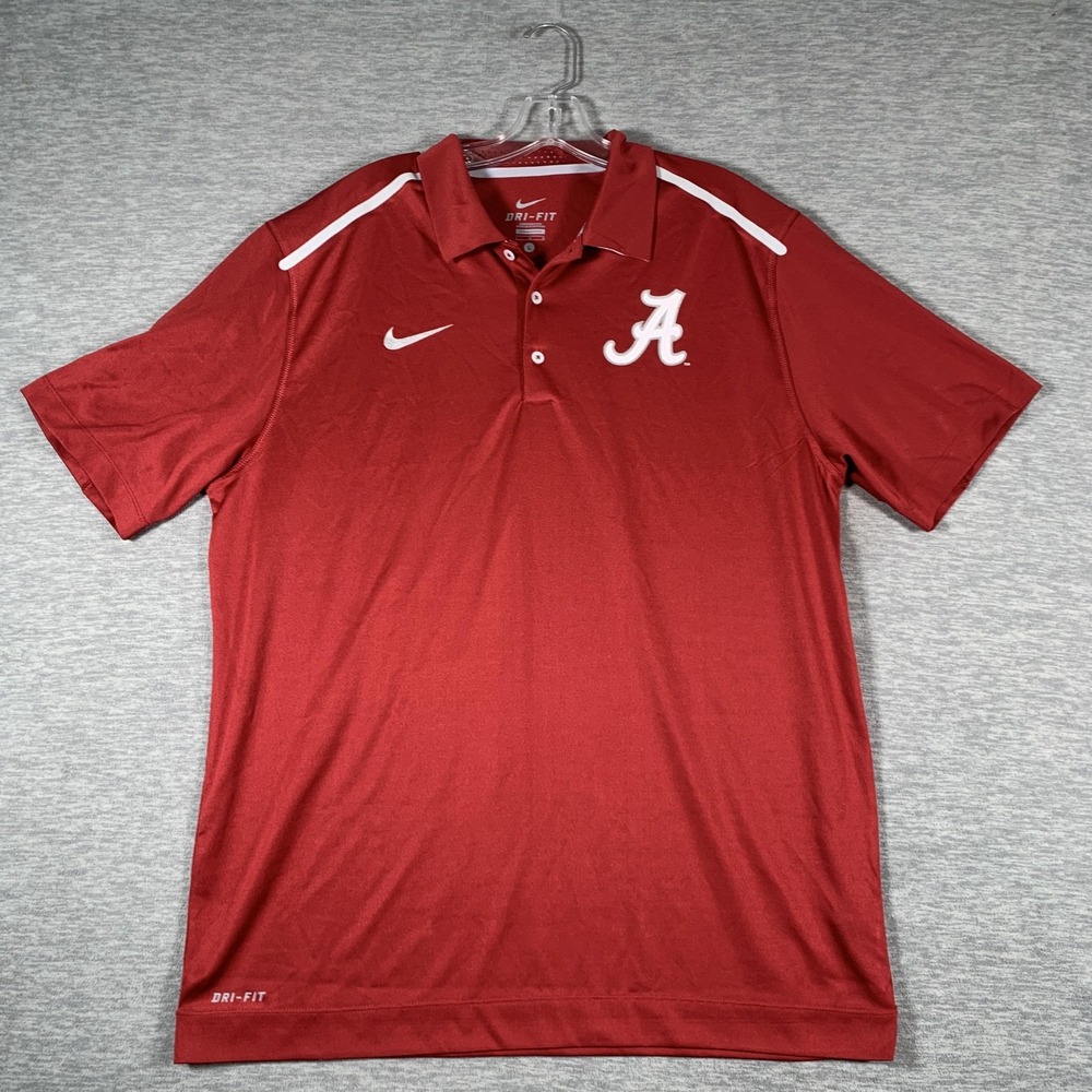 Alabama Crimson Tide Shirt Mens Large‎ Red NCAA Football Nike Dri Fit Polo